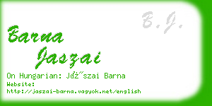 barna jaszai business card